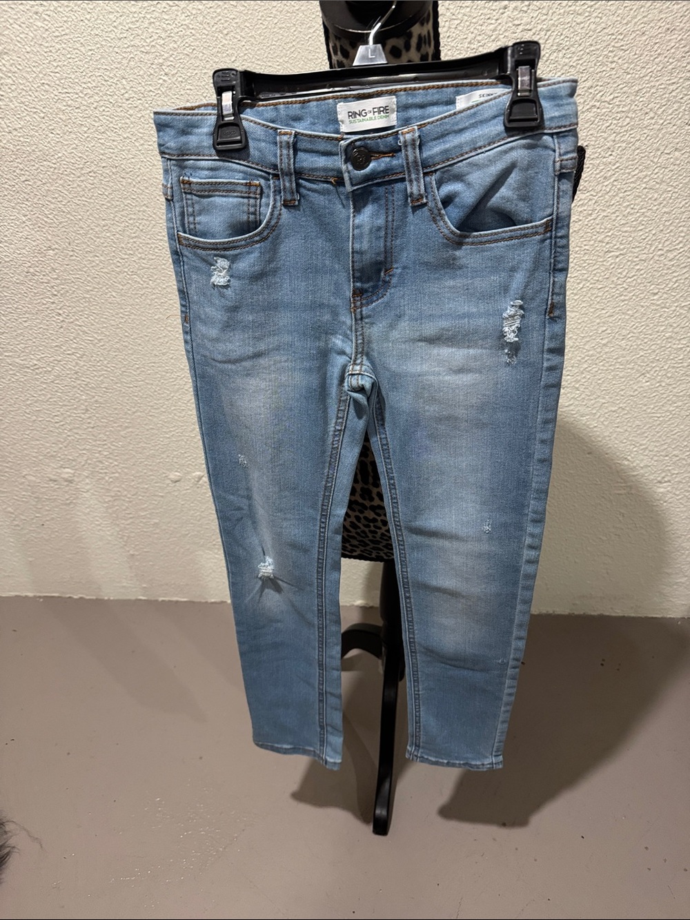 Ring of Fire Light Blue Distressed Skinny Jeans